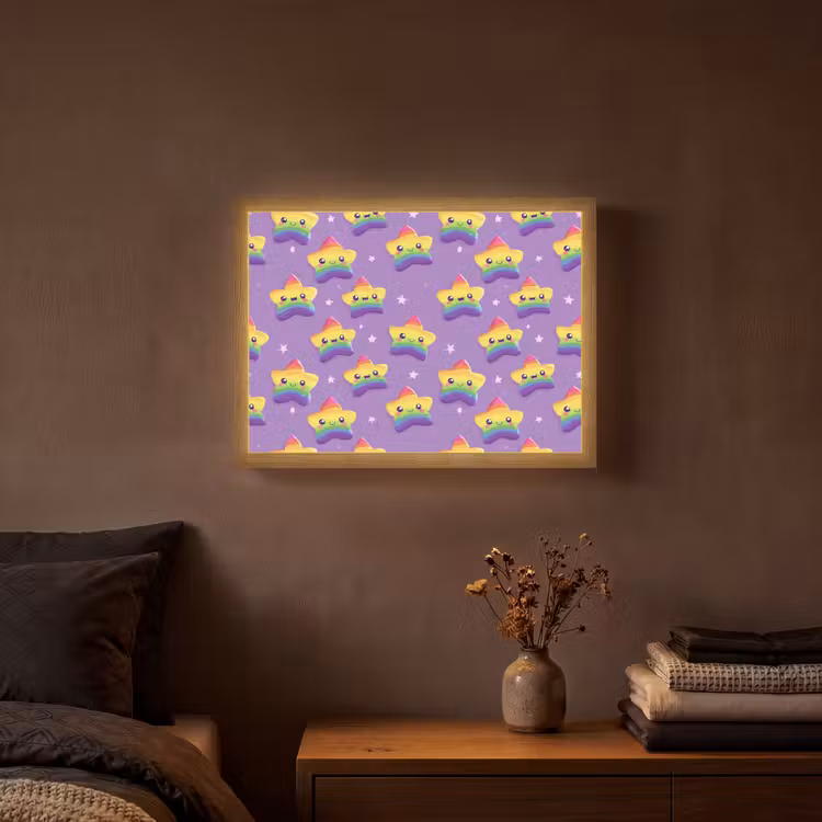 Sterren - Regenboog - Paars Light Box met batterij (Wandlamp) middel 907 -sfeer4
