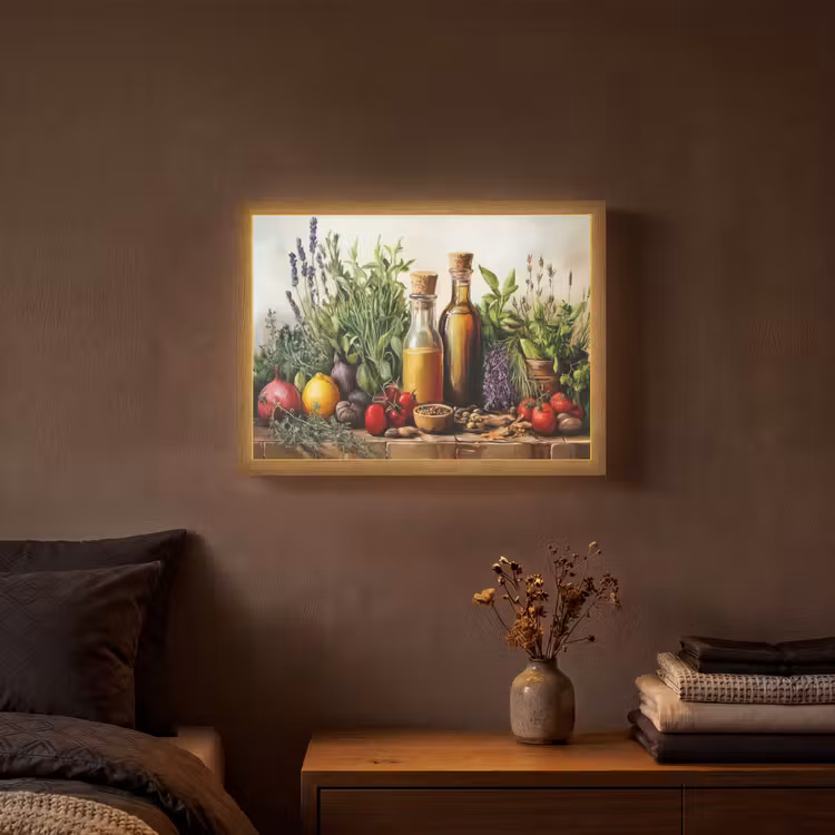 Stilleven - Kruiden - Specerijen - Fruit - Kleurrijk Light Box met batterij (Wandlamp) middel -sfeer4