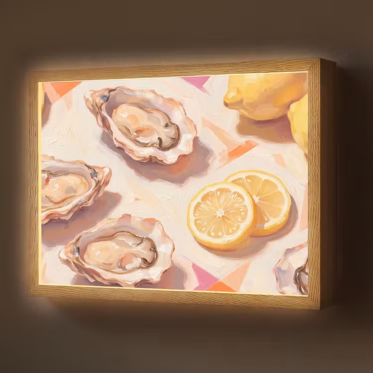Stilleven - Citroenen - Oesters - Abstract - Oranje Light Box met batterij (Wandlamp) middel -z3d_website