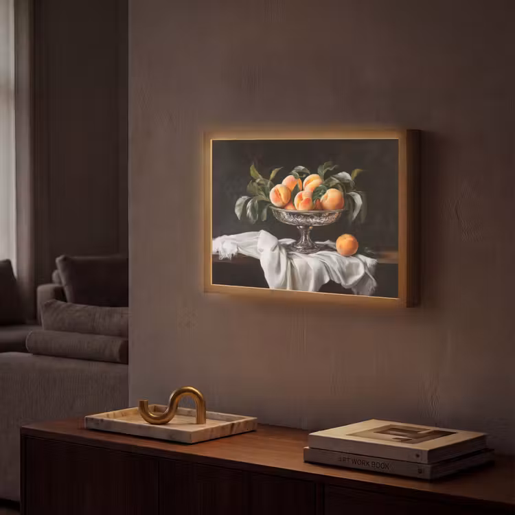 Stilleven - Perziken - Vintage Light Box met batterij (Wandlamp) middel -sfeer1