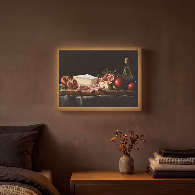 Stilleven - Vintage - Borrelplank Light Box met batterij (Wandlamp) middel -sfeer4