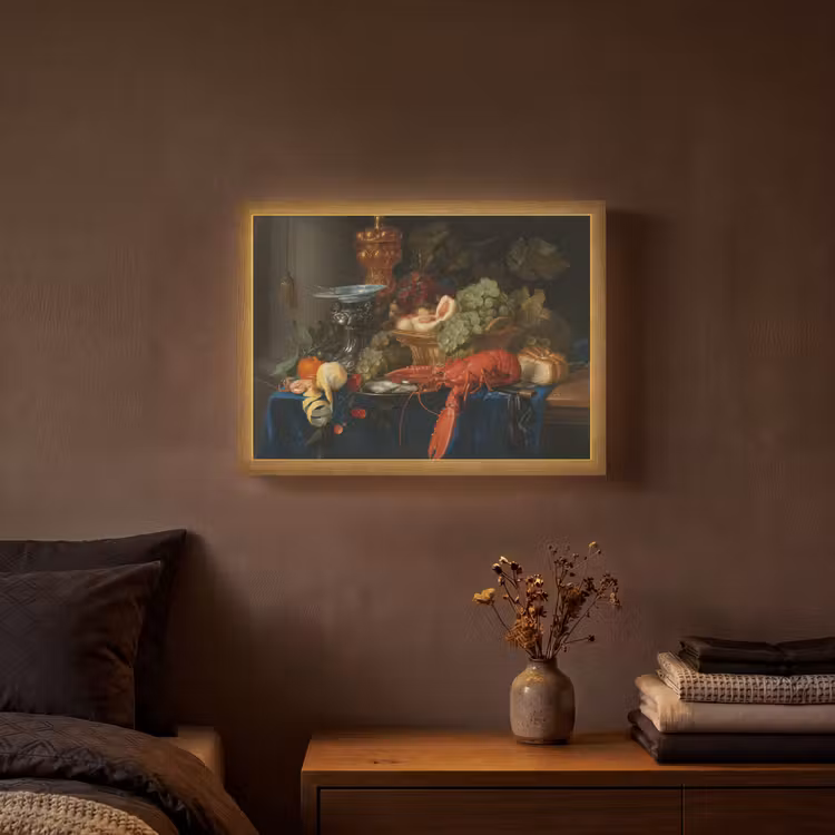 Stilleven met een gouden bokaal - Schilderij - Oude meesters Light Box met batterij (Wandlamp) middel -sfeer4