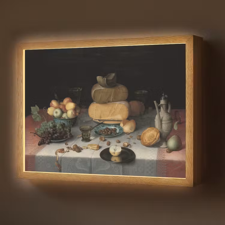 Stilleven met kazen - Kunstwerk - Oude meesters Light Box met batterij (Wandlamp) middel -z3d_website