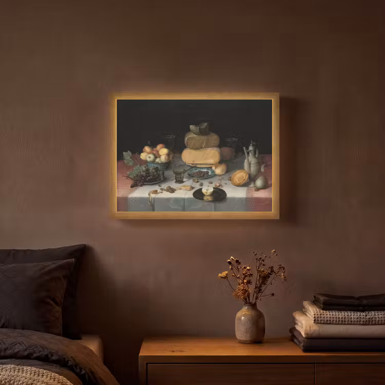 Stilleven met kazen - Kunstwerk - Oude meesters Light Box met batterij (Wandlamp) middel -sfeer4