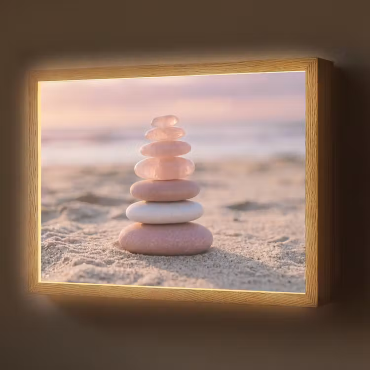 Stenen - Zand - Roze Light Box met batterij (Wandlamp) middel -z3d_website