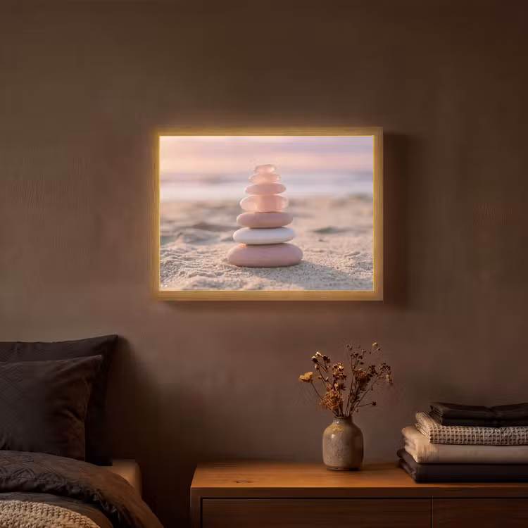 Stenen - Zand - Roze Light Box met batterij (Wandlamp) middel -sfeer4