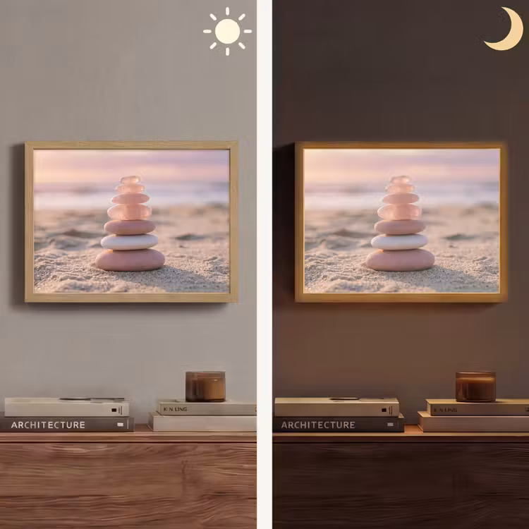 Stenen - Zand - Roze Light Box met batterij (Wandlamp) middel -sfeer3