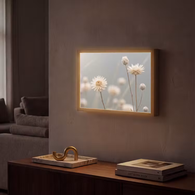 Strobloemen - Wit - Daglicht Light Box met batterij (Wandlamp) middel -sfeer1