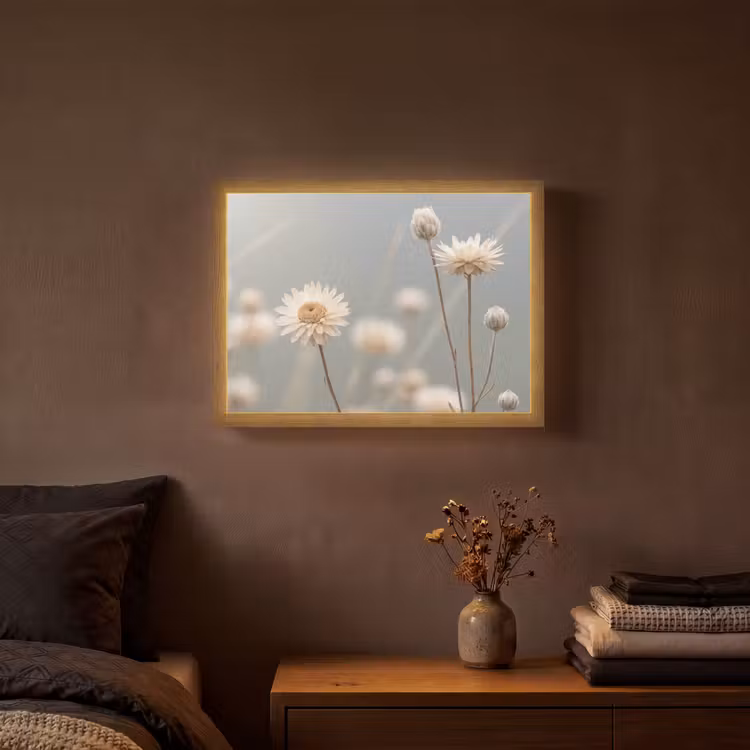 Strobloemen - Wit - Daglicht Light Box met batterij (Wandlamp) middel -sfeer4
