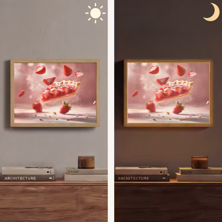 Aardbei - Taart- Eten - Roze Light Box met batterij (Wandlamp) middel -sfeer3