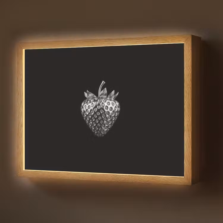 Aardbei - Zaadstructuur - Realistisch Light Box met batterij (Wandlamp) middel -z3d_website