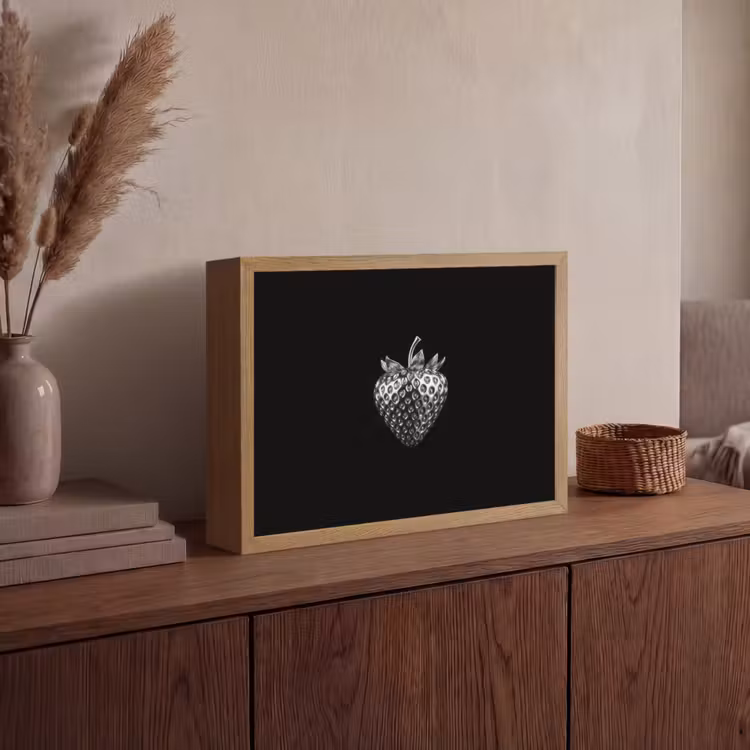 Aardbei - Zaadstructuur - Realistisch Light Box met batterij (Wandlamp) middel -sfeer2