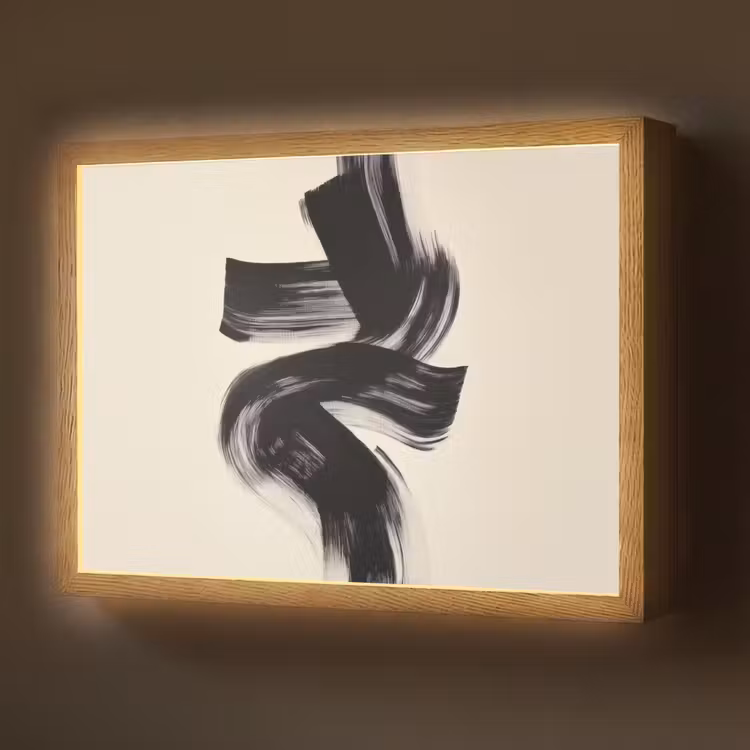 Strepen - Zwart - Abstract Light Box met batterij (Wandlamp) middel -z3d_website