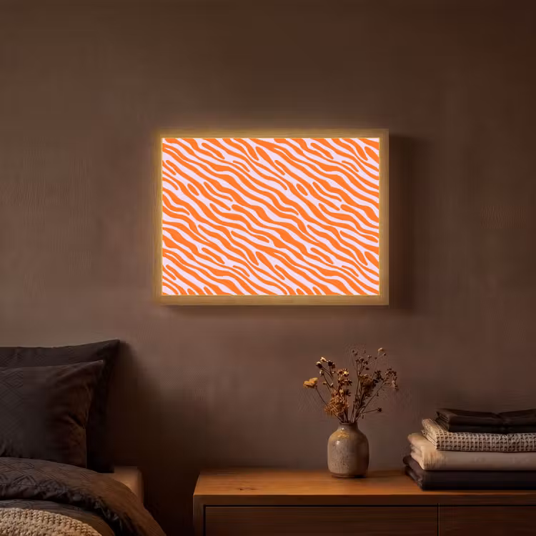 Strepen - Dynamisch - Oranje Light Box met batterij (Wandlamp) middel 907 -sfeer4