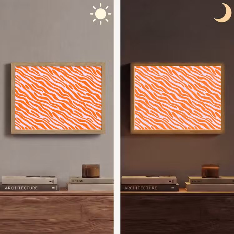 Strepen - Dynamisch - Oranje Light Box met batterij (Wandlamp) middel 907 -sfeer3