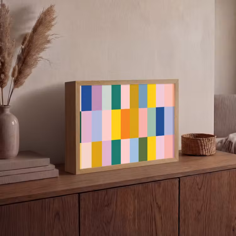 Stroken - Blauw - Patroon - Abstract Light Box met batterij (Wandlamp) middel -sfeer2