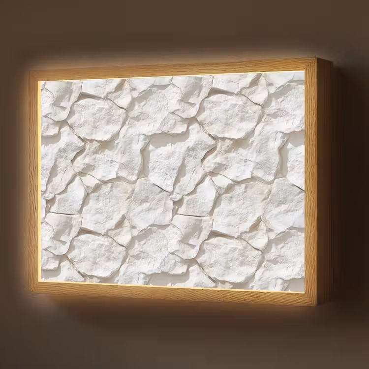 Structuur - Rots - Wit Light Box met batterij (Wandlamp) middel 907 -z3d_website
