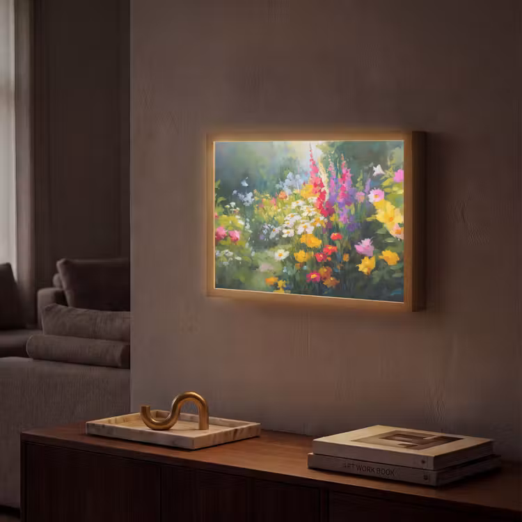 Zomertuin - Sfeervol - Bloemen Light Box met batterij (Wandlamp) middel -sfeer1