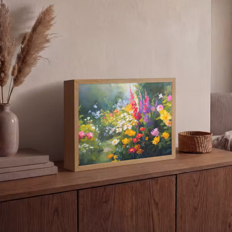 Zomertuin - Sfeervol - Bloemen Light Box met batterij (Wandlamp) middel -sfeer2