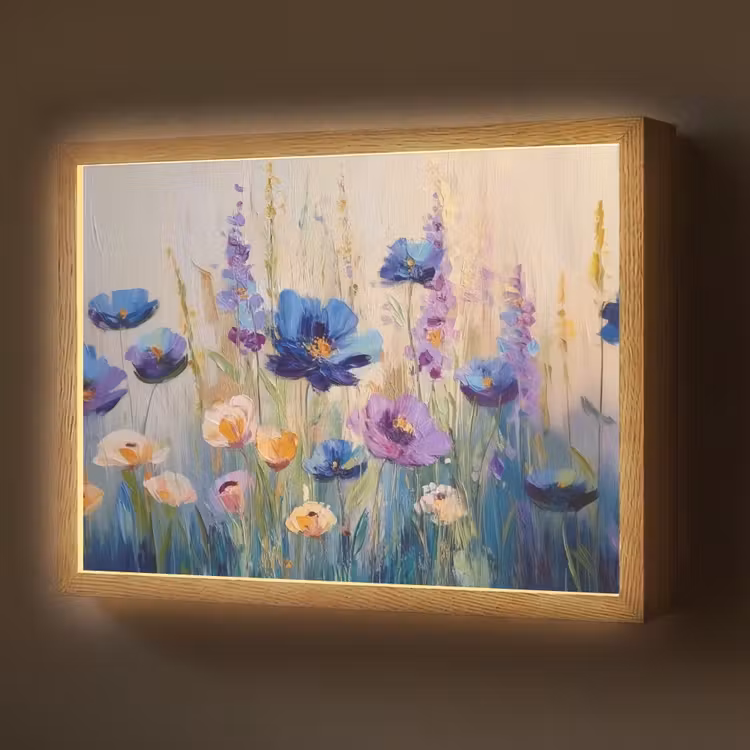 Zomers - Wilde bloemen - Penseelstreken Light Box met batterij (Wandlamp) middel -z3d_website