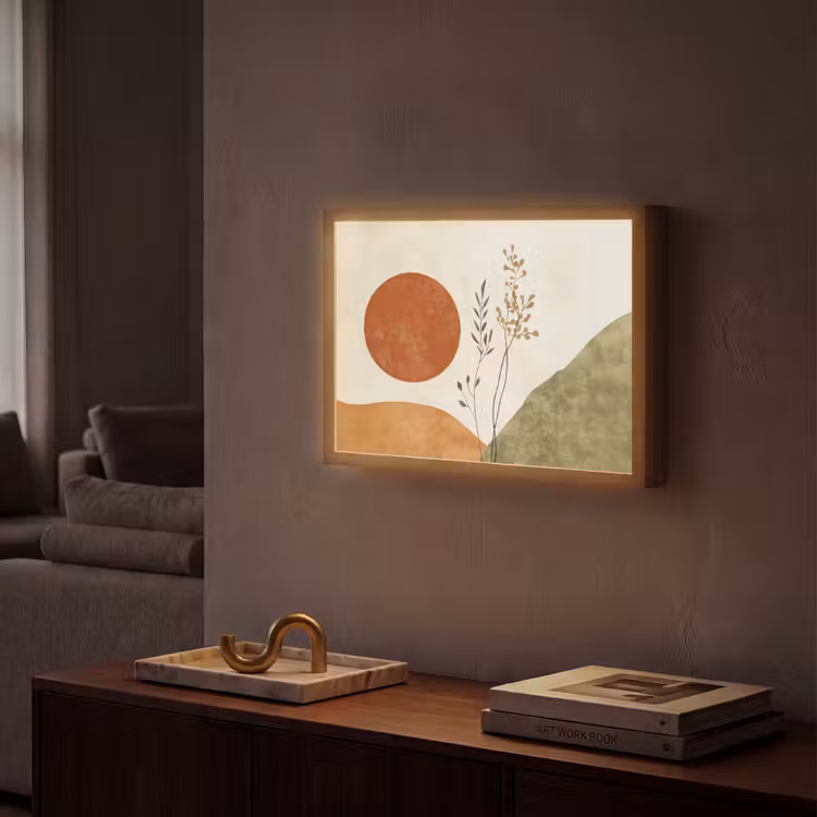 Zon - Abstract - Takken - Oranje Light Box met batterij (Wandlamp) middel -sfeer1