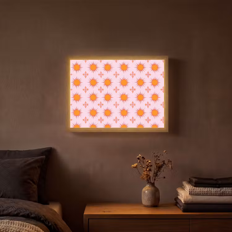 Zon - Patroon - Roze Light Box met batterij (Wandlamp) middel 907 -sfeer4