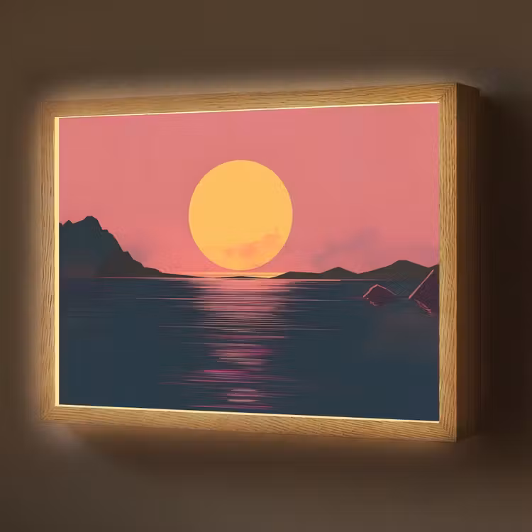 Zon - Geel - Bergen - Water Light Box met batterij (Wandlamp) middel -z3d_website