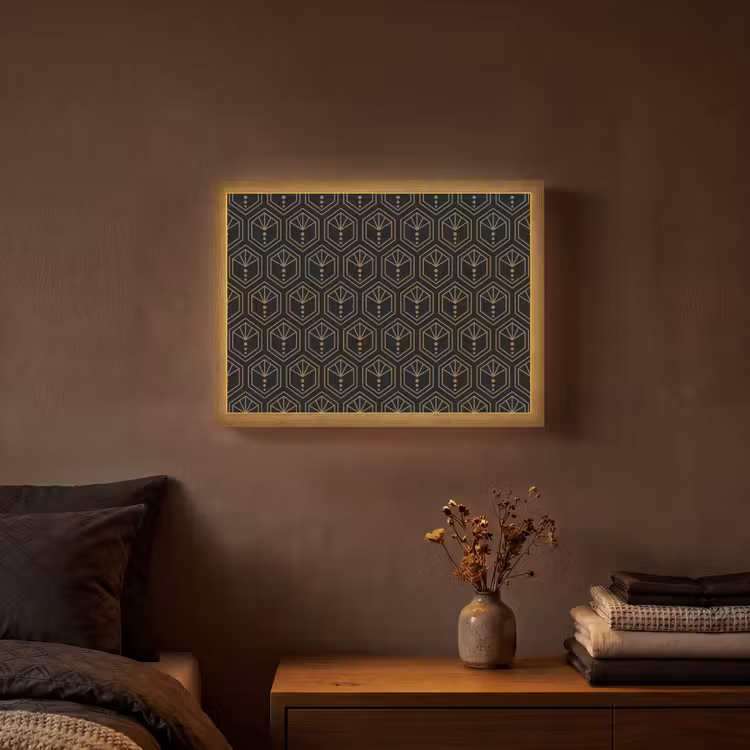 Zonnestraal - Zwart - Goud - Stippen Light Box met batterij (Wandlamp) middel 907 -sfeer4