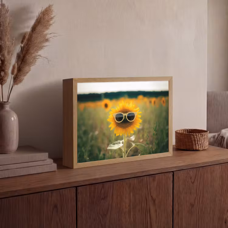 Zonnebloem - Veld - Zonnebril Light Box met batterij (Wandlamp) middel -sfeer2