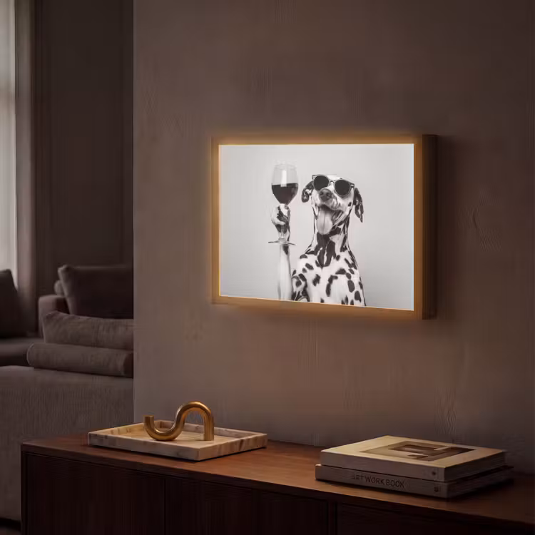 Zonnebril - Dalmatiër - Wijnglas - Tong Light Box met batterij (Wandlamp) middel -sfeer1