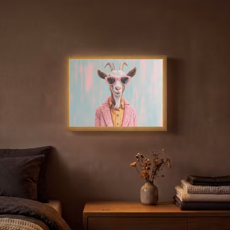 Zonnebril - Roze - Geit - Horen Light Box met batterij (Wandlamp) middel -sfeer4