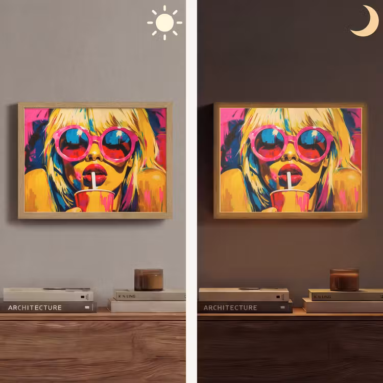 Zonnebril - Roze - Vrouw - Rietje Light Box met batterij (Wandlamp) middel -sfeer3