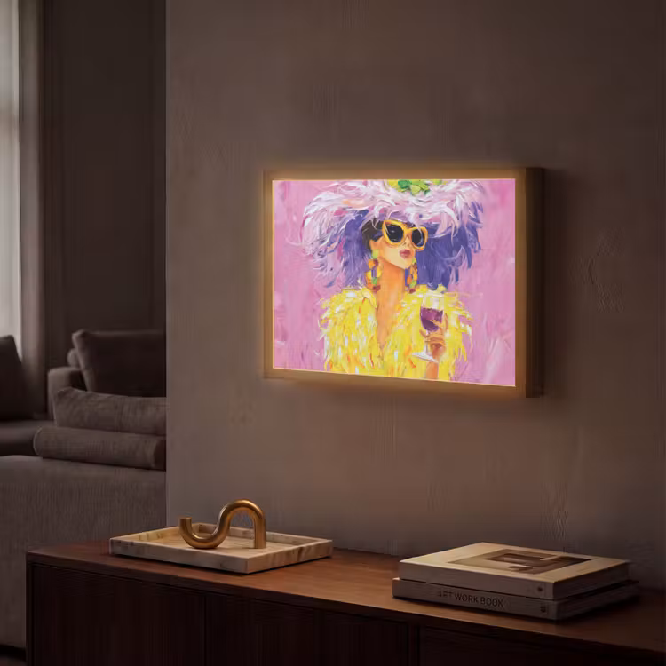Zonnebril - Vrouw - Jas - Veren Light Box met batterij (Wandlamp) middel -sfeer1