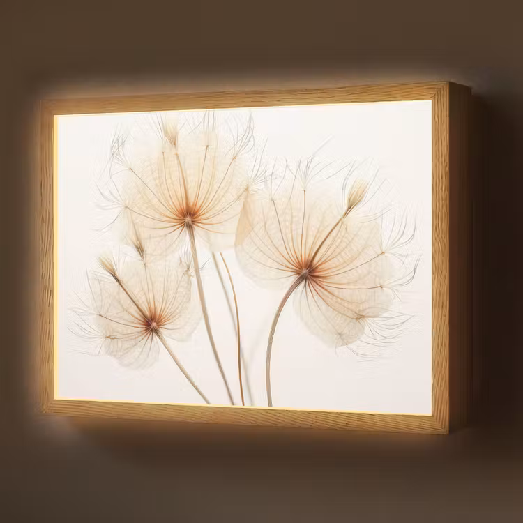 Zonlicht - Paardenbloemen - Natuur - Botanisch Light Box met batterij (Wandlamp) middel -z3d_website
