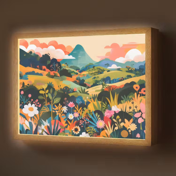 Zonlicht - Heuvels - Wolkenlucht Light Box met batterij (Wandlamp) middel -z3d_website
