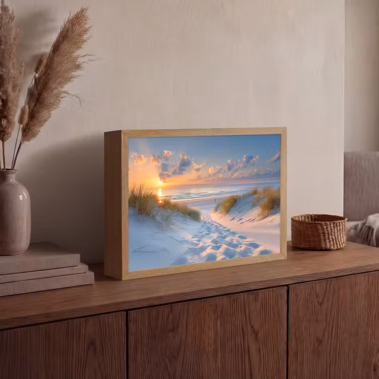 Zonsondergang - Strand - Natuur - Zee - Zomer Light Box met batterij (Wandlamp) middel -sfeer2