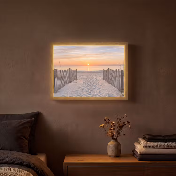 Zonsondergang - Strand - Zand Light Box met batterij (Wandlamp) middel -sfeer4