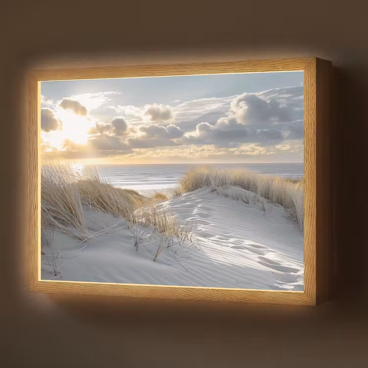 Zonsondergang - Duinen - Planten - Natuur - Strand Light Box met batterij (Wandlamp) middel -z3d_website