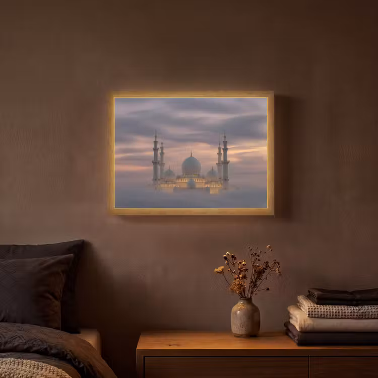 Zonsondergang - Moskee - Wolken - Islamitisch Light Box met batterij (Wandlamp) middel -sfeer4