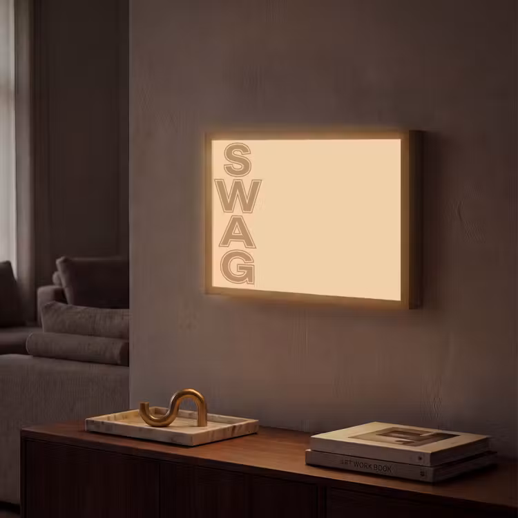 Swag - Bruin - Beige Light Box met batterij (Wandlamp) middel -sfeer1