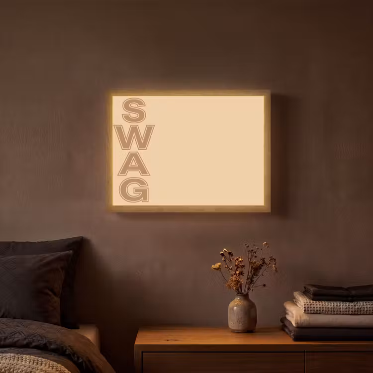 Swag - Bruin - Beige Light Box met batterij (Wandlamp) middel -sfeer4