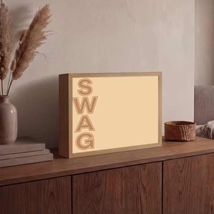 Swag - Bruin - Beige Light Box met batterij (Wandlamp) middel -sfeer2