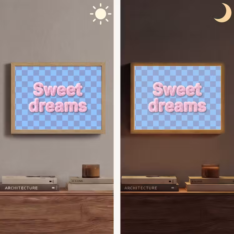 Sweet dreams - Vierkanten - Roze - Blauw Light Box met batterij (Wandlamp) middel -sfeer3