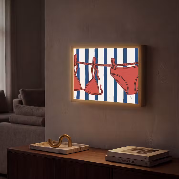 Badkleding - Waslijn - Zomer - Illustratie - Rood Light Box met batterij (Wandlamp) middel -sfeer1