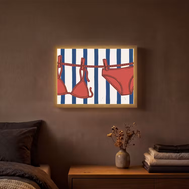 Badkleding - Waslijn - Zomer - Illustratie - Rood Light Box met batterij (Wandlamp) middel -sfeer4