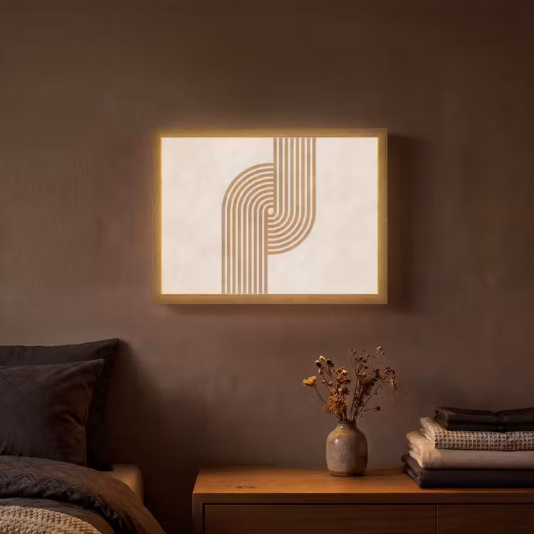 Symmetrische bocht - Koperkleurig Light Box met batterij (Wandlamp) middel -sfeer4