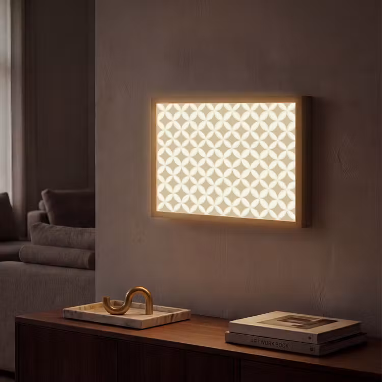 Symmetrisch - Motief - Beige Light Box met batterij (Wandlamp) middel 907 -sfeer1