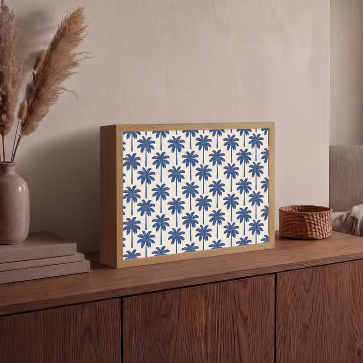 Symmetrisch - Palm - Blauw Light Box met batterij (Wandlamp) middel 907 -sfeer2