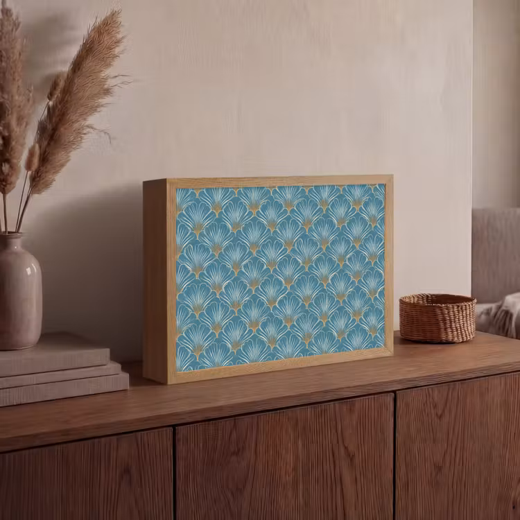 Symmetrisch - Patroon - Blauw Light Box met batterij (Wandlamp) middel 907 -sfeer2