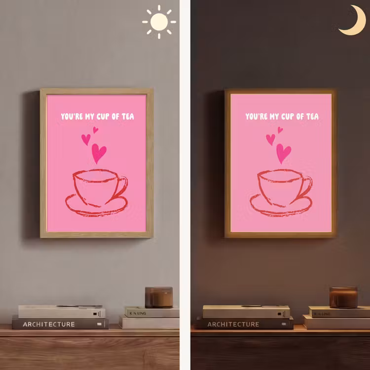Thee - Roze - Valentijn - Tekst Light Box met batterij (Wandlamp) middel -sfeer3